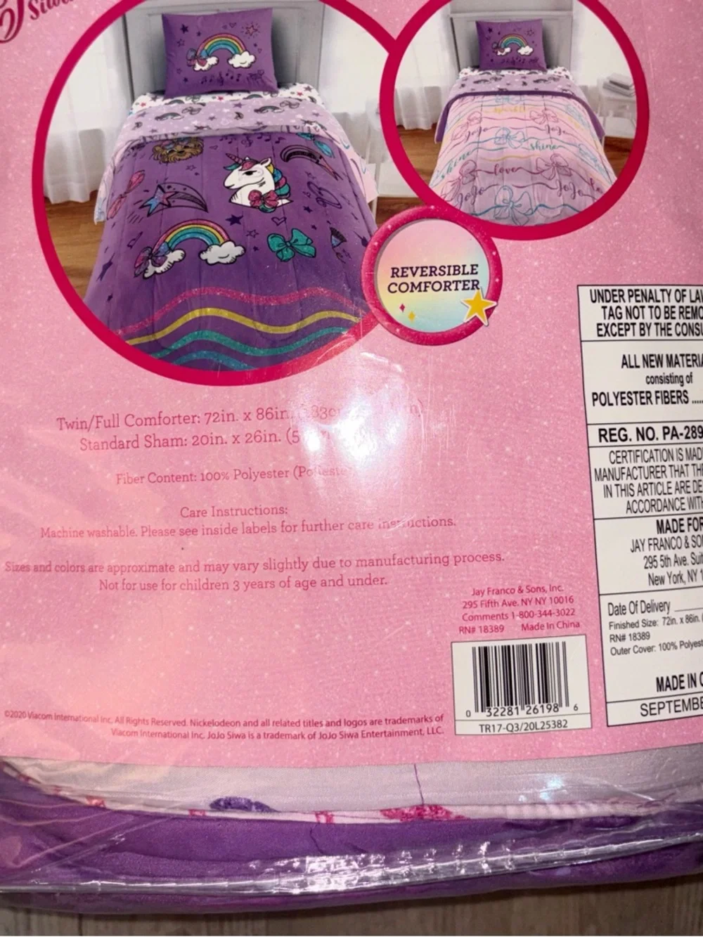 TWIN Purple Unicorn 🦄 & Rainbow 🌈 Reversible Comforter & Sheet Set